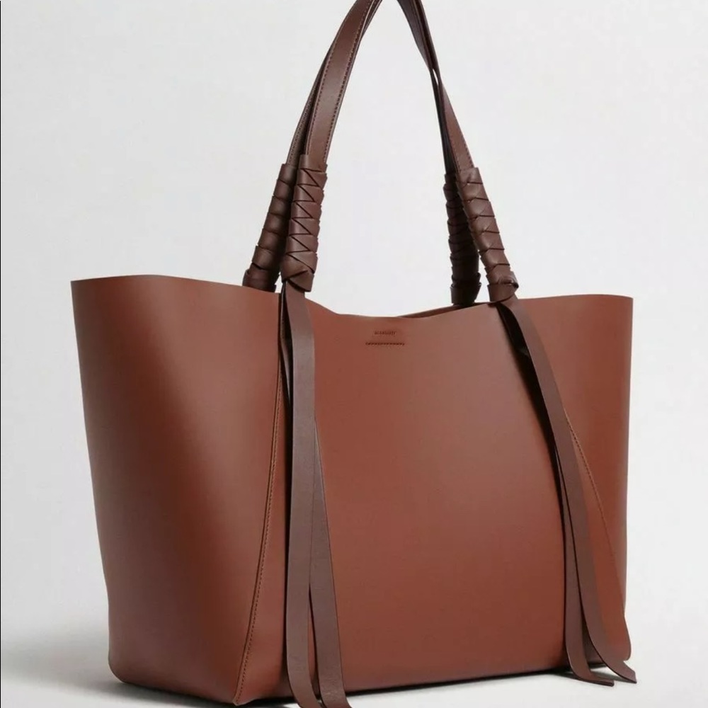 All Saints Brown Leather Tote Shoulder Bag